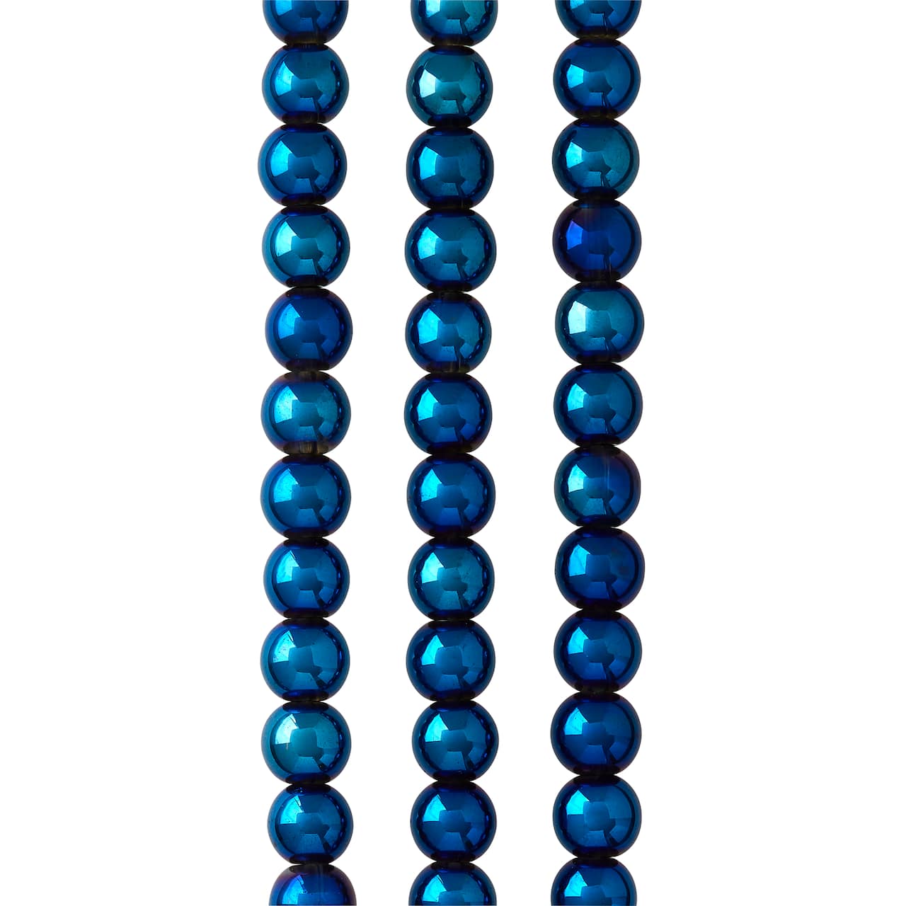 Iris Blue Round Glass Beads, 8mm by Bead Landing™
